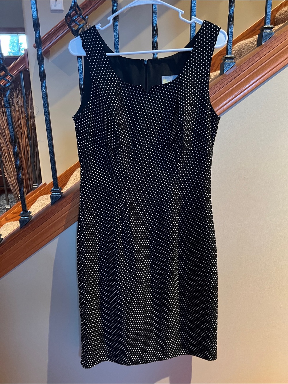 Black Polka Dot Midi Sheath Dress